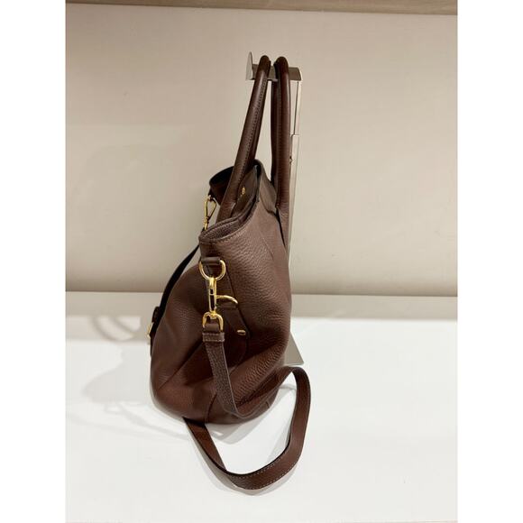 Prada Bruciato Vitello Daino Leather Large Shopper Tote Bag with Shoulder Strap - Picture 4 of 14